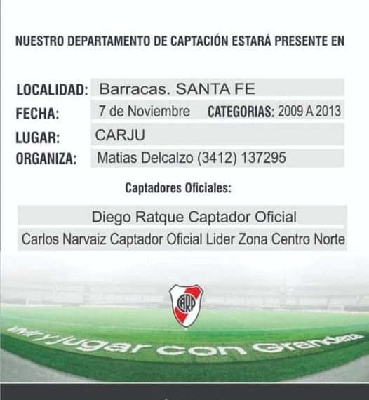 Noticias Locales :Deportes ! River llega a Barrancas en busca de Talentos .