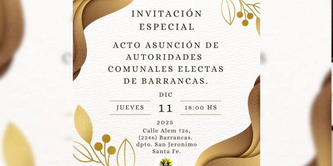 Invitan al acto de asunción de nuevas autoridades comunales en Barrancas