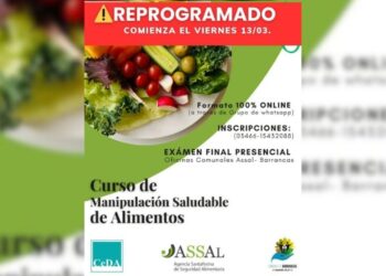 Reprogramación del Curso de Manipulación Saludable de Alimentos en Barrancas
